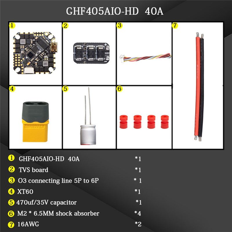Fpv Drone Esc - Controlador de Voo AIO ABTI-GHF405AIO-HD 40A